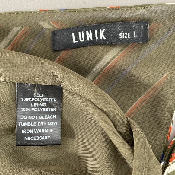 LUNIK Dress Wrap Olive Green Orange Blue Stripes Size Large - Picture 11 of 15
